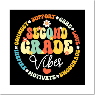 Groovy Second Grade Vibes 2Nd Grade Back To School Teacher Posters and Art